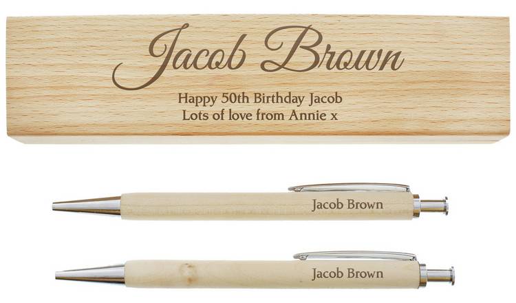 Personalised Message Wooden Pen And Pencil Box Set