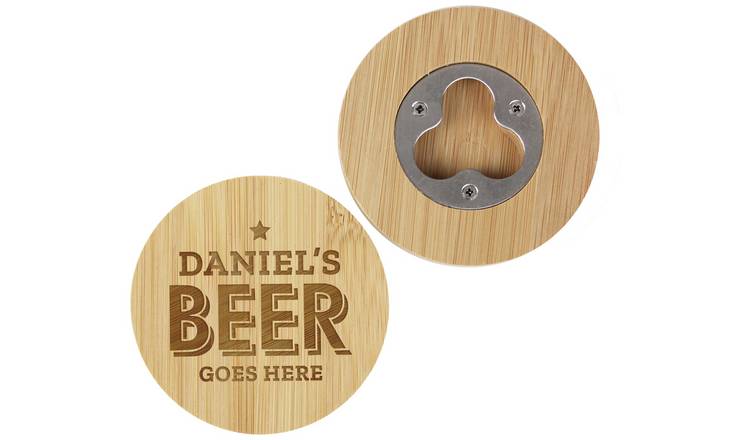 Personalised Message Beer Goes Here Bottle Opener Coaster