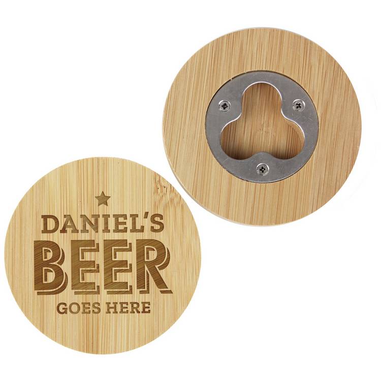 Personalised Message Beer Goes Here Bottle Opener Coaster 0