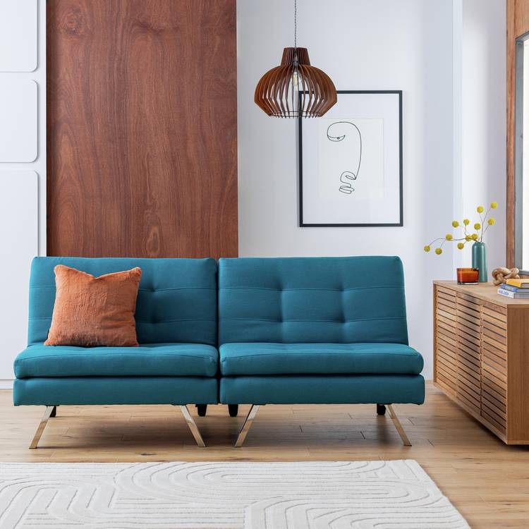 Argos Home Duo Fabric Clic Clac Sofa Bed - Teal 0