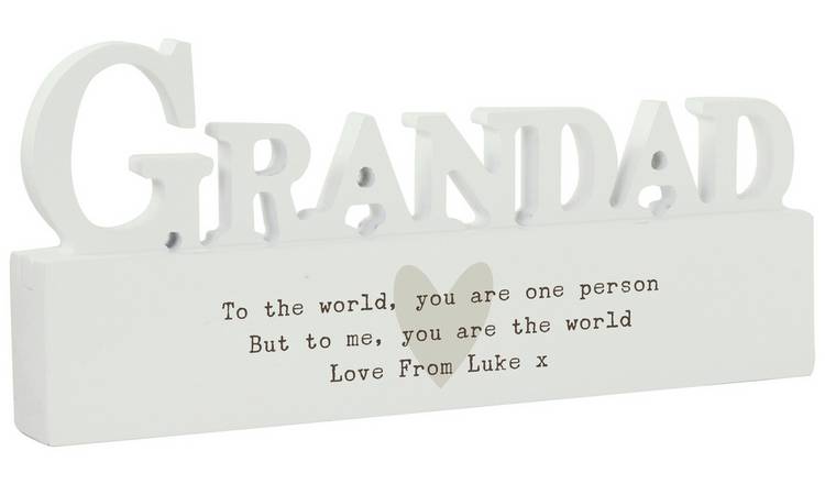 Personalised Message Free Text Heart Wooden Grandad Ornament