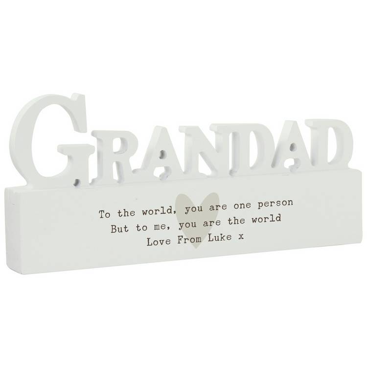 Personalised Message Free Text Heart Wooden Grandad Ornament 0