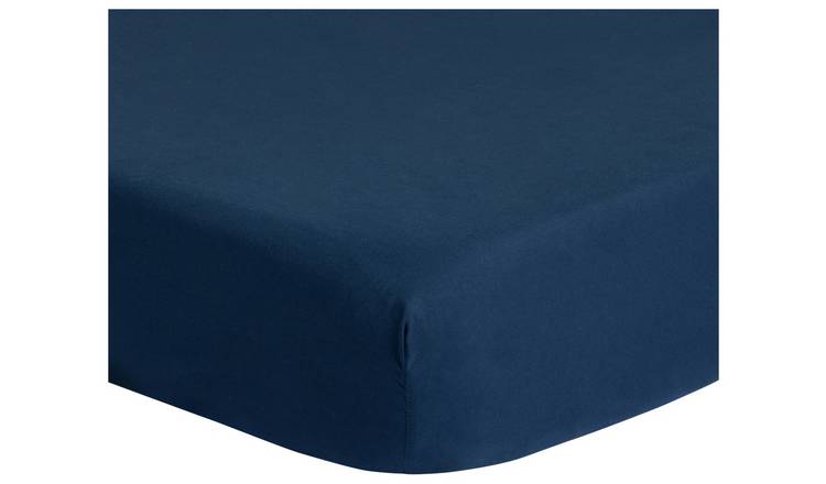 Home Essentials Soft Touch Navy Fitted Sheet - King size