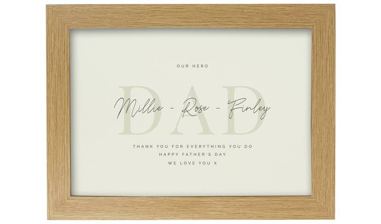 Personalised Message Free Text Landscape Oak Framed Print-A4