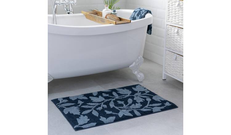 Habitat Botanical Bath Mat - Navy