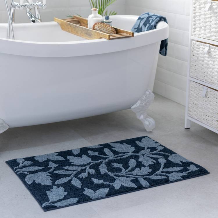 Habitat Botanical Bath Mat - Navy 0