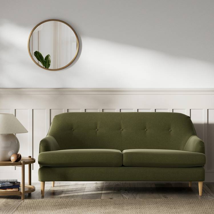 Habitat Frome Velvet 2 Seater Sofa - Moss Green - Ash Leg 0