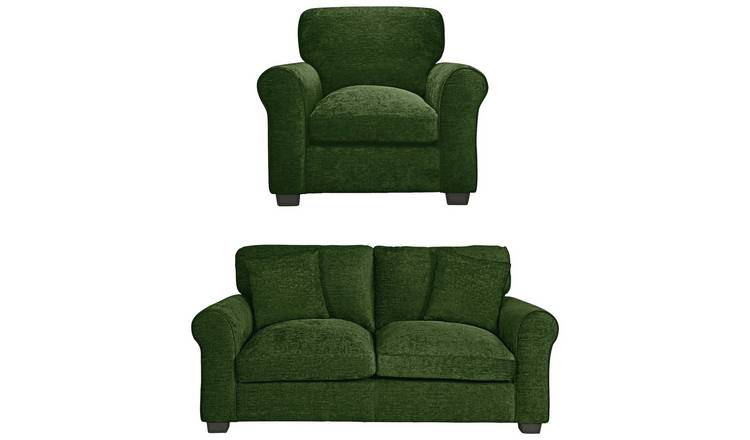 Argos Home Taylor Fabric Chair & 2 Seater Sofa - Green