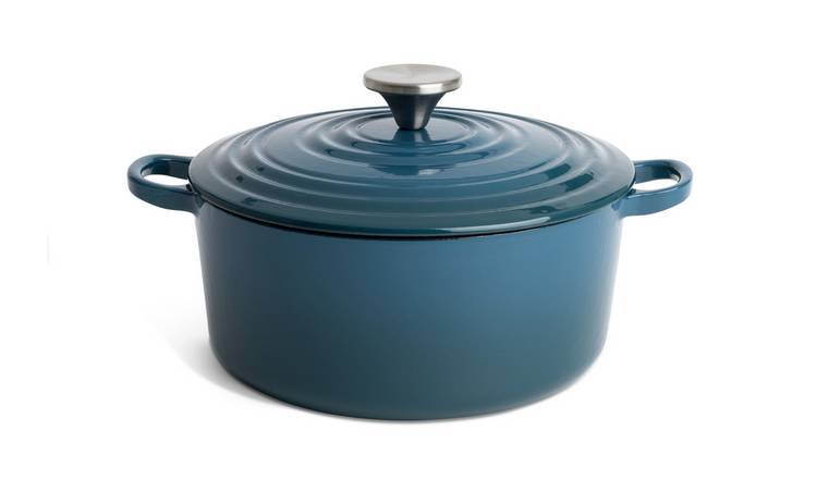 Habitat 3.3 Litre Cast Iron Casserole Dish - Blue