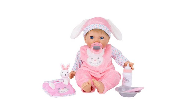 Tiny Treasures Feed & Play Bunny Baby Doll Set - 44cm