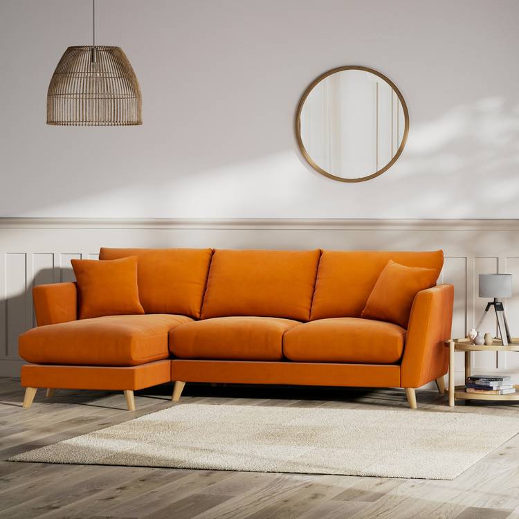 Habitat Lomond Left Hand Corner Sofa - Orange - Ash Leg 0