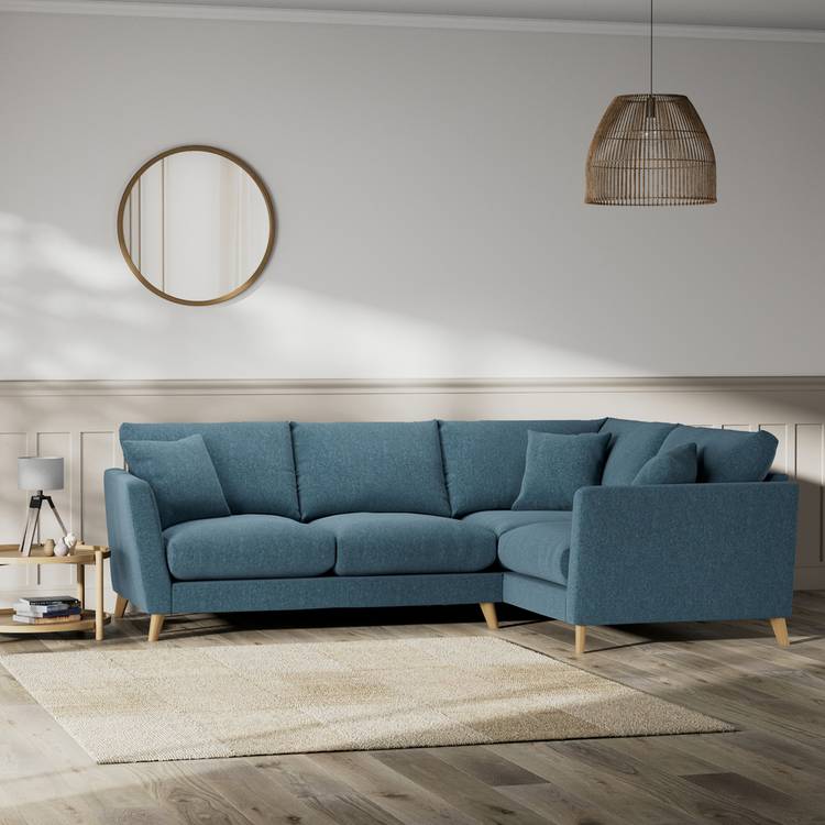 Habitat Lomond Right Hand Corner Sofa - Blue - Ash Leg 0