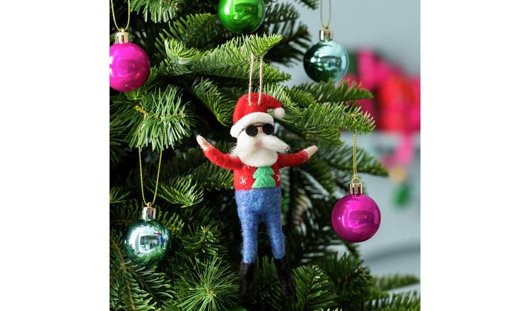 Habitat Felt Santa In Jeans Christmas Tree Decoration