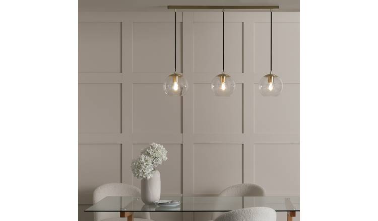 Habitat Coleman 3 Light Pendant Light - Brass