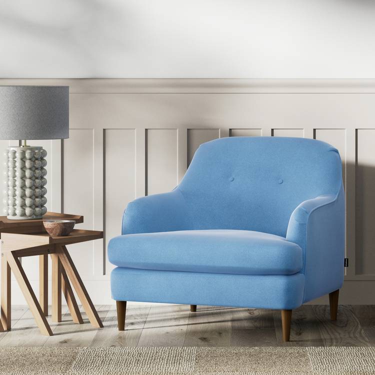 Habitat Frome Velvet Armchair - Sky Blue - Dark Leg 0