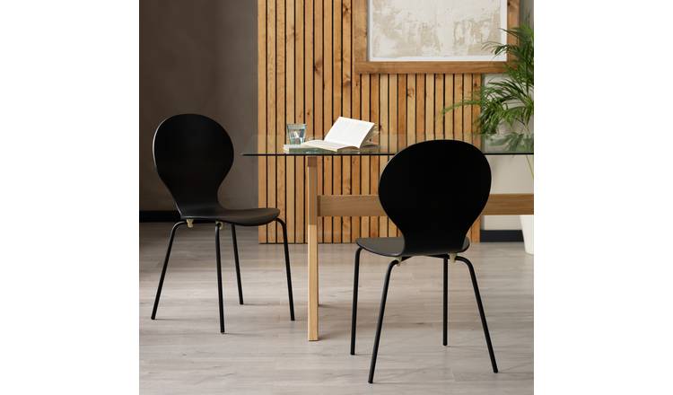 Habitat Bentwood Metal Dining Chair - Black