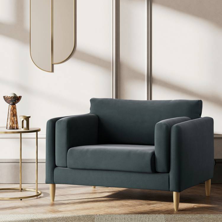 Habitat Newington Fabric Cuddle Chair - Charcoal - Ash Leg 0