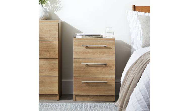 Argos Home Brisbane 3 Drawer Bedside - Oak