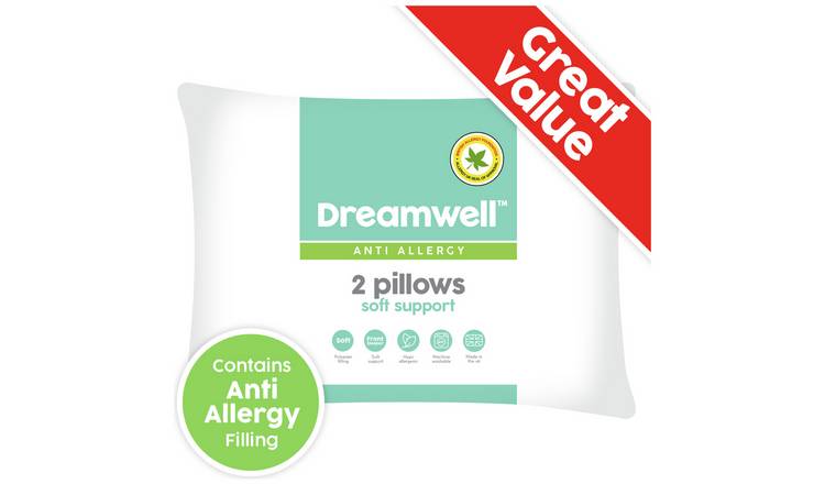 Dreamwell Anti-Allergy Soft Support Pillow - 2 Pack