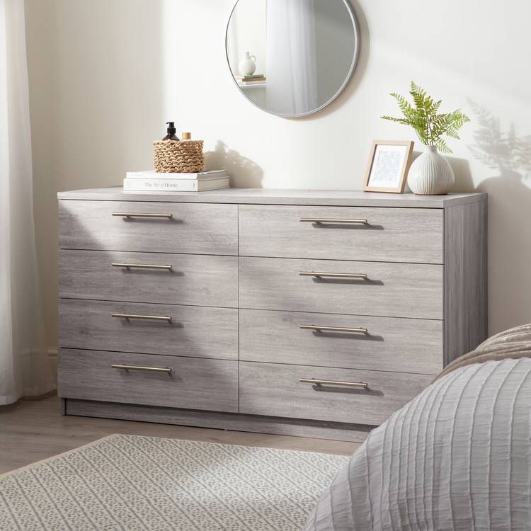 Argos Home Brisbane 8 Drawer Chest - Grey Oak 0