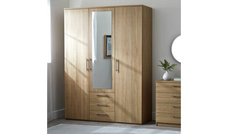 Argos Home Brisbane 3 Door 3 Drawer Wardrobe – Oak
