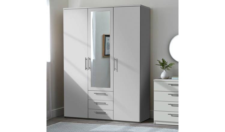 Argos Home Brisbane 3 Door 3 Drawer Wardrobe – Grey