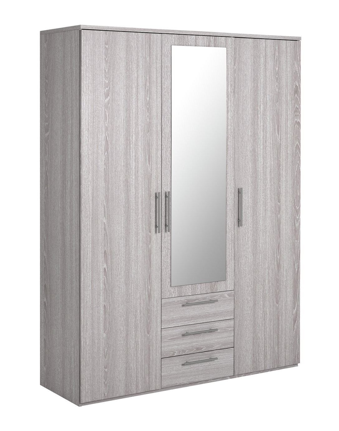 Argos Home Brisbane 3 Door 3 Drawer Wardrobe – GreyOak