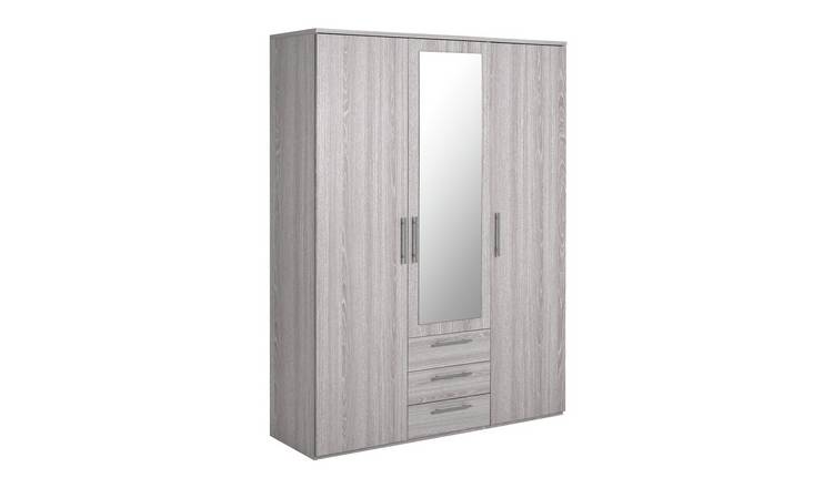 Argos Home Brisbane 3 Door 3 Drawer Wardrobe – GreyOak