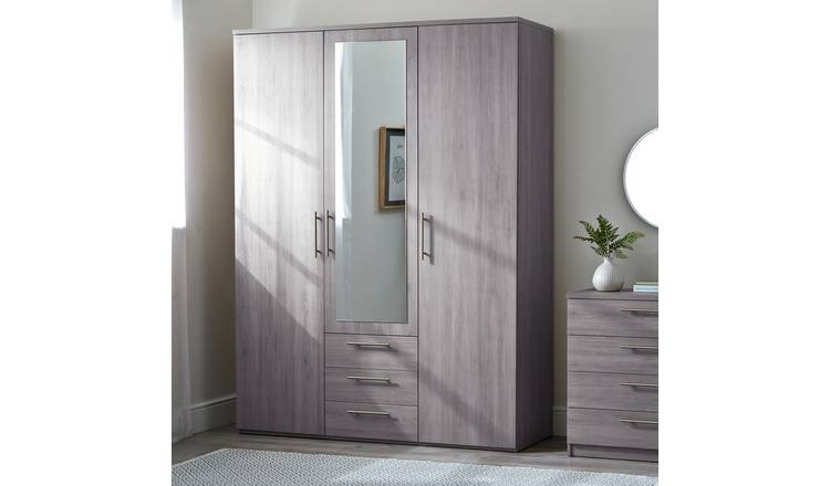 Argos Home Brisbane 3 Door 3 Drawer Wardrobe – GreyOak