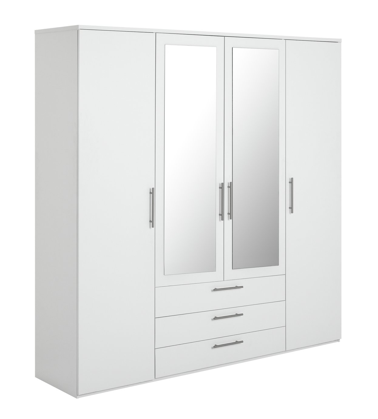 Argos Home Brisbane 4 Door 3 Drawer Mirror Wardrobe - White