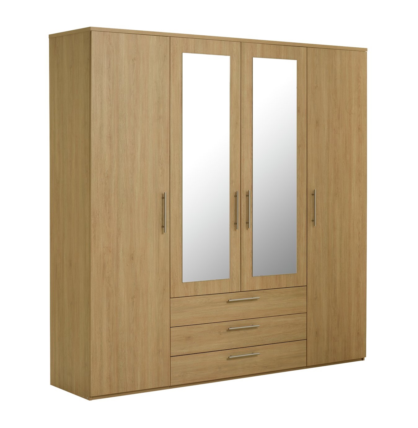 Argos Home Brisbane 4 Door 3 Drawer Wardrobe - Oak