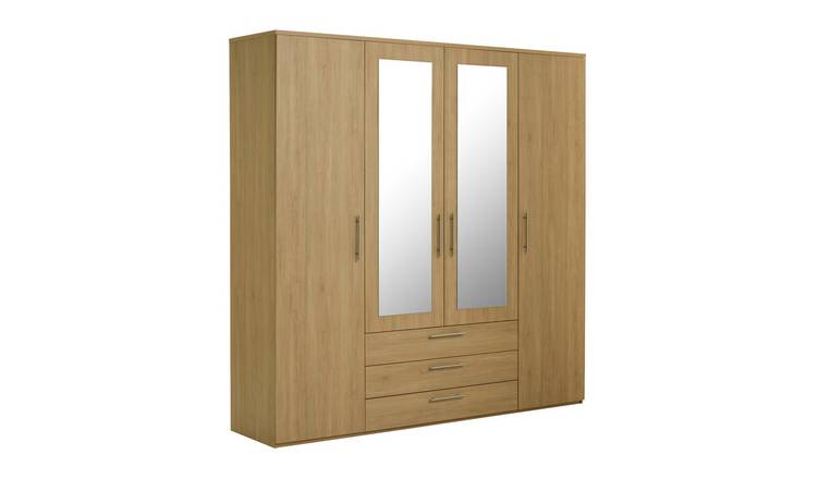 Argos Home Brisbane 4 Door 3 Drawer Wardrobe - Oak