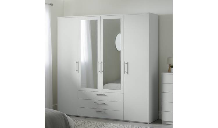 Argos Home Brisbane 4 Door 3 Drawers Wardrobe - Grey