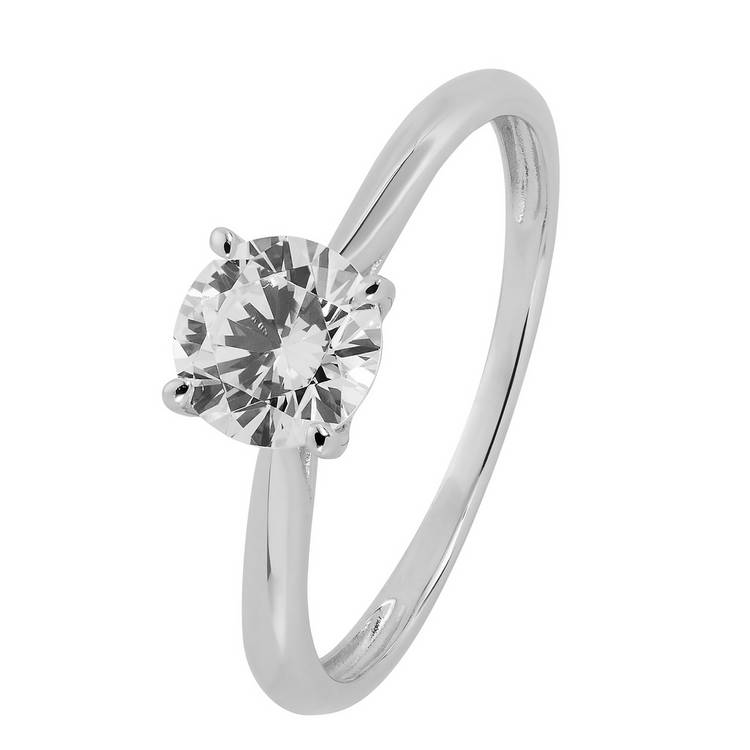 Revere 9ct White Gold Cubic Zirconia Engagement Ring - L 0