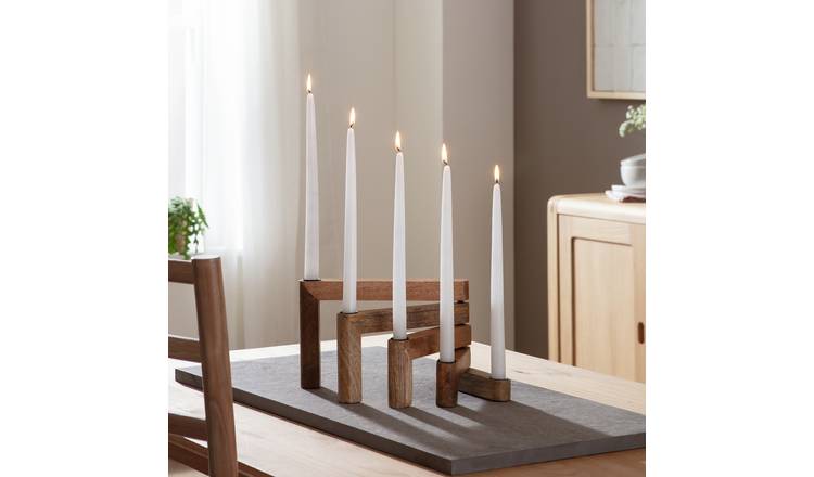 Habitat Mango Wood Folding Taper Candle Holder - Natural