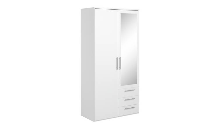 Argos Home Brisbane 2 Door 3 Drawer Mirror Wardrobe - White