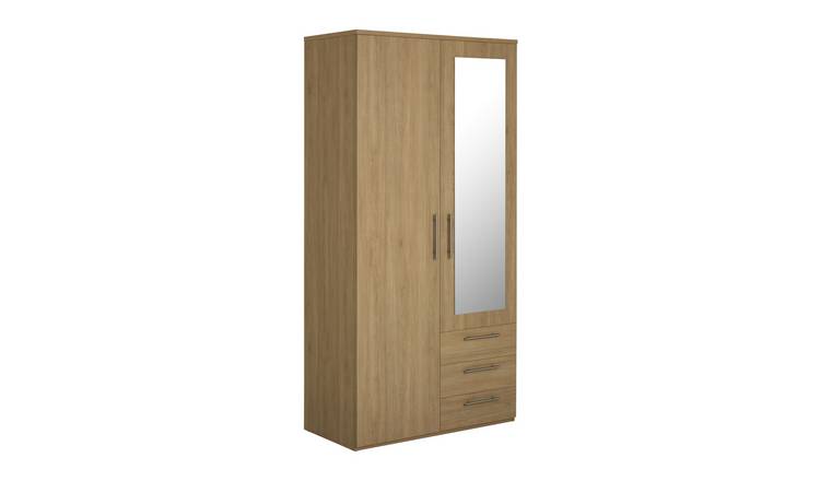 Argos Home Brisbane 2 Door 3 Drawer Mirror Wardrobe - Oak