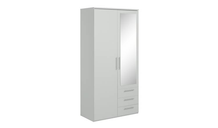 Argos Home Brisbane 2 Door 3 Drawer Mirror Wardrobe – Grey