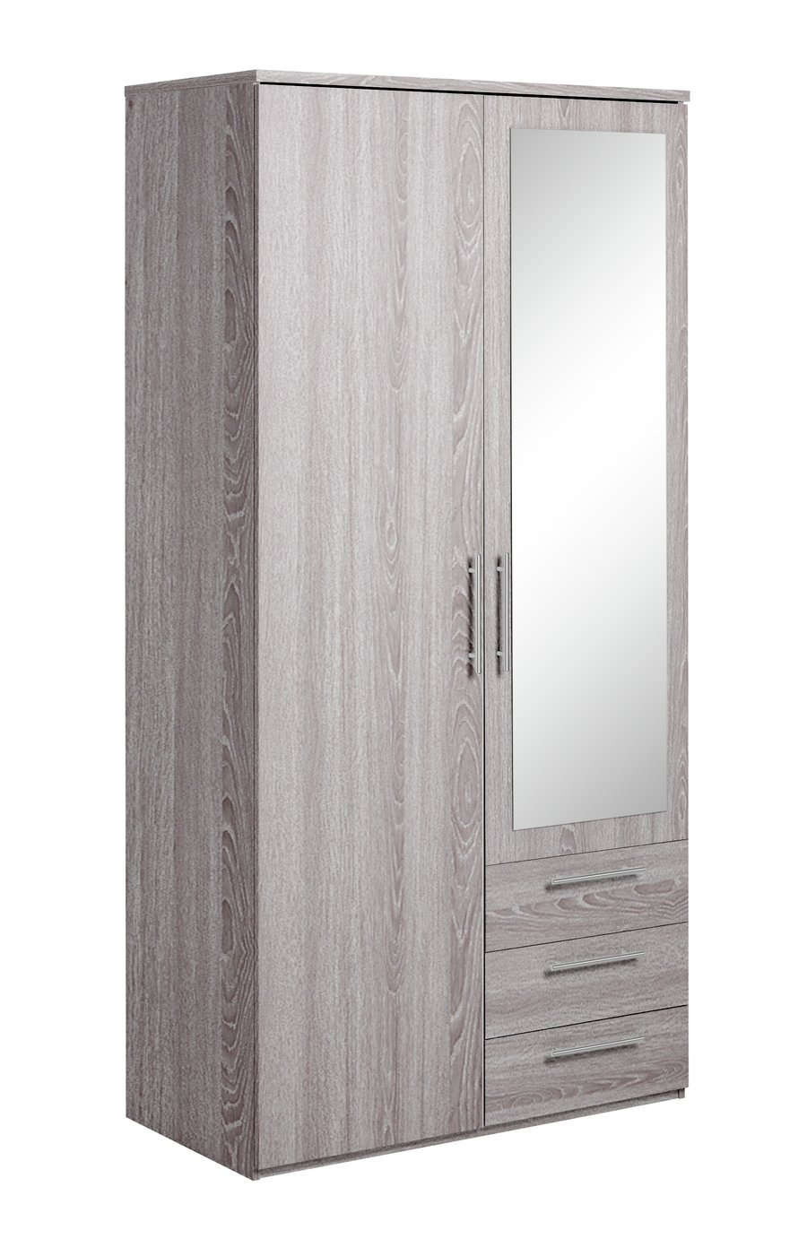 Argos Home Brisbane 2 Door3 Drawer Mirror Wardrobe – GreyOak