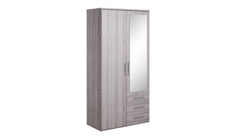 Argos Home Brisbane 2 Door3 Drawer Mirror Wardrobe – GreyOak