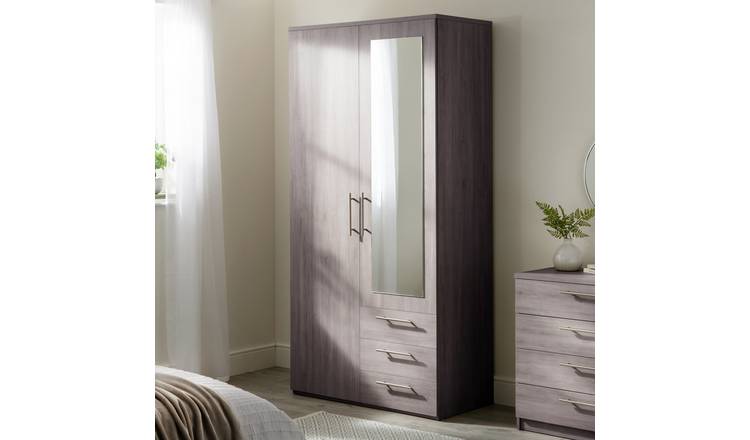 Argos Home Brisbane 2 Door3 Drawer Mirror Wardrobe – GreyOak