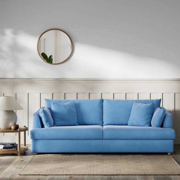 Habitat Holmfirth Velvet 4 Seater Sofa - Sky Blue 0