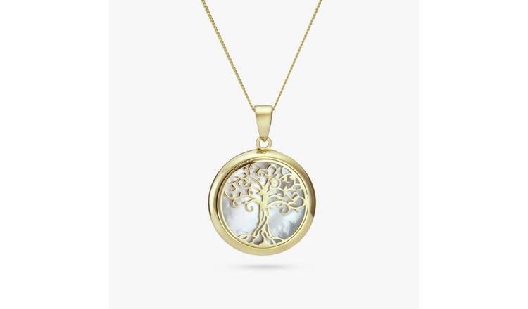 Revere 9ct Yellow Gold MOP Tree of Life Pendant Necklace