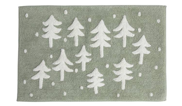 Argos Home Christmas Tree Bath Mat - Green