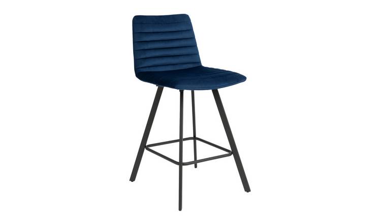 Buy Argos Home Keaton Velvet Counter Bar Stool Dark Blue Bar stools Argos