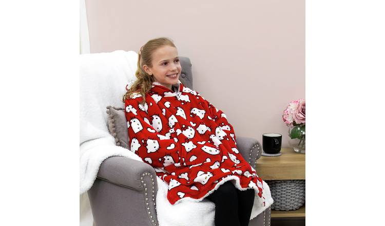 Hello Kitty Red Fleece Hooded Blanket - Medium