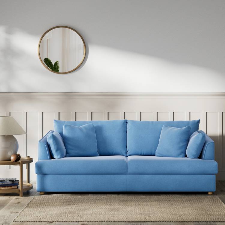 Habitat Holmfirth Velvet 3 Seater Sofa - Sky Blue 0