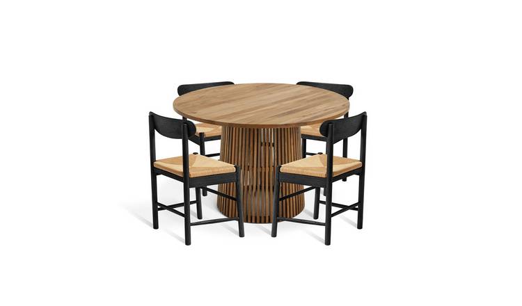 Habitat Jericho Natural Dining Table & 4 Black Chairs