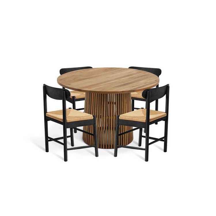 Habitat Jericho Natural Dining Table & 4 Black Chairs 0