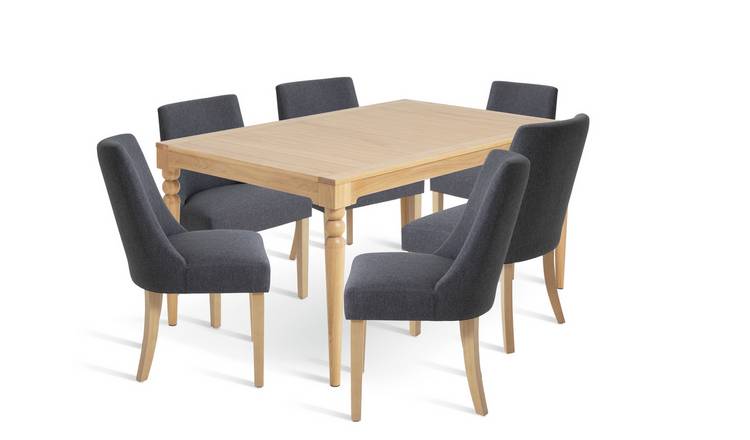 Habitat Barnwell Dining Table & 6 Alec Charcoal Chairs